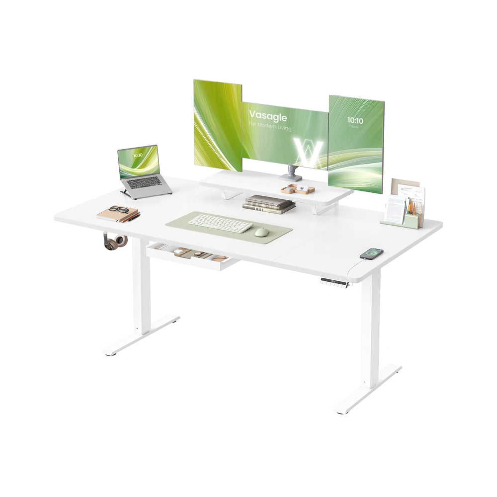Bureau met Monitorstandaard Wit 160 x 80 cm