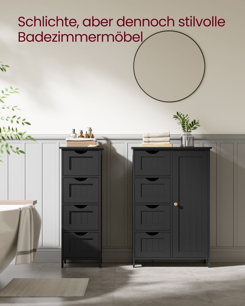 Badkamerkast - Ladekast - Opbergkast met Deur en Lades - 55 x 30 x 82 cm - De Vries Meubels