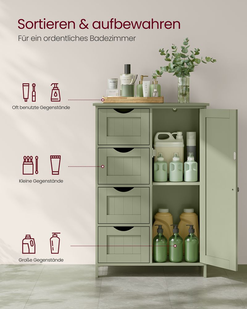 Badkamerkast - Ladekast - Opbergkast met Deur en Lades - 55 x 30 x 82 cm - De Vries Meubels