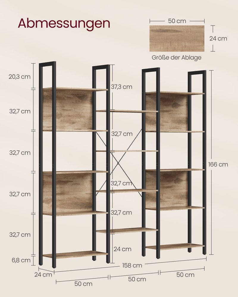 Boekenkast Industrieel - Ladderrek - 14 Planken - Stabiel Metalen Frame - De Vries Meubels