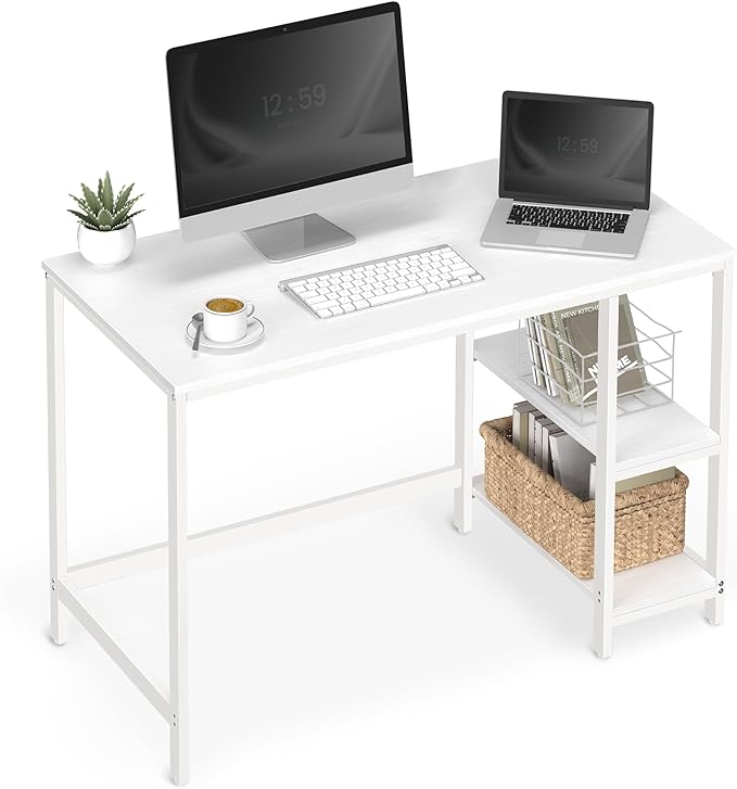 Bureau - Computertafel - Bureautafel met 2 legplanken rechts of links - Industrieel ontwerp - De Vries Meubels