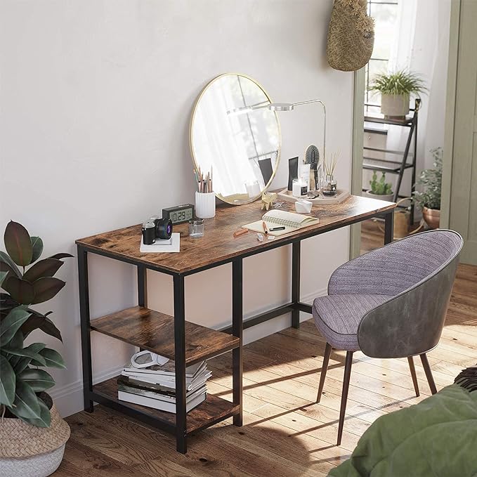 Bureau - Computertafel - Bureautafel met 2 legplanken rechts of links - Industrieel ontwerp - De Vries Meubels