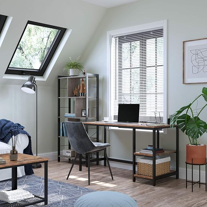 Bureau - Computertafel - Bureautafel met 2 legplanken rechts of links - Industrieel ontwerp - De Vries Meubels