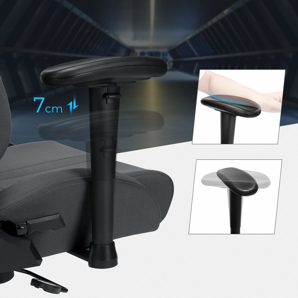 Ergonomische Gamingstoel - Verstelbaar Bureaustoel - Grijs - De Vries Meubels