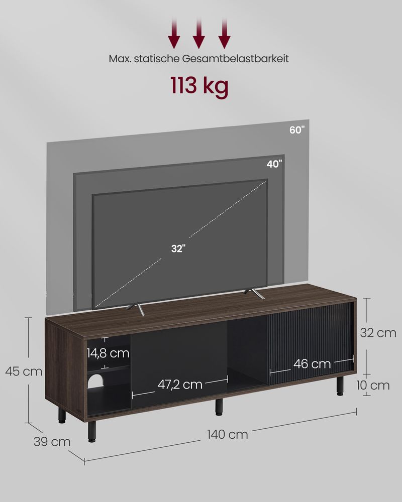 Moderne TV - meubel - Kast - Zwart / Wit - De Vries Meubels
