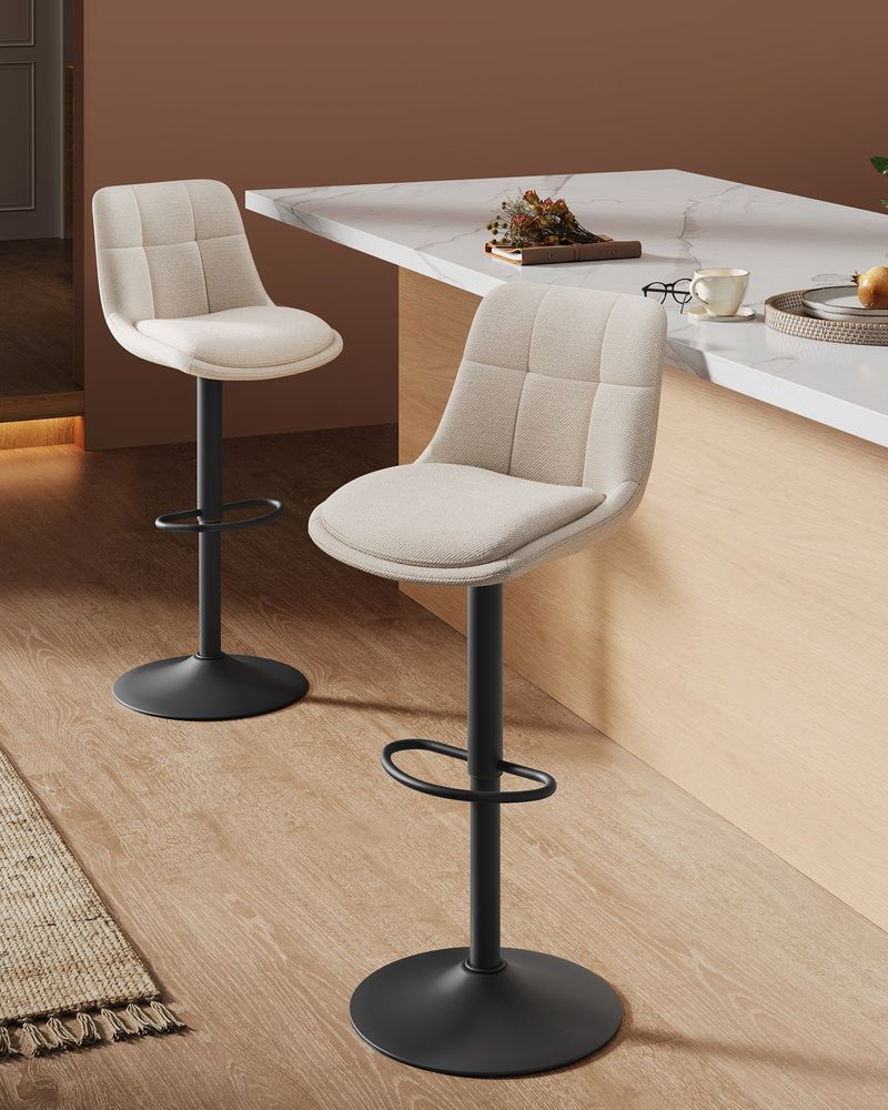 Set van 2 verstelbare barstoelen met rugleuning en voetsteun - 360° draaifunctie - De Vries Meubels