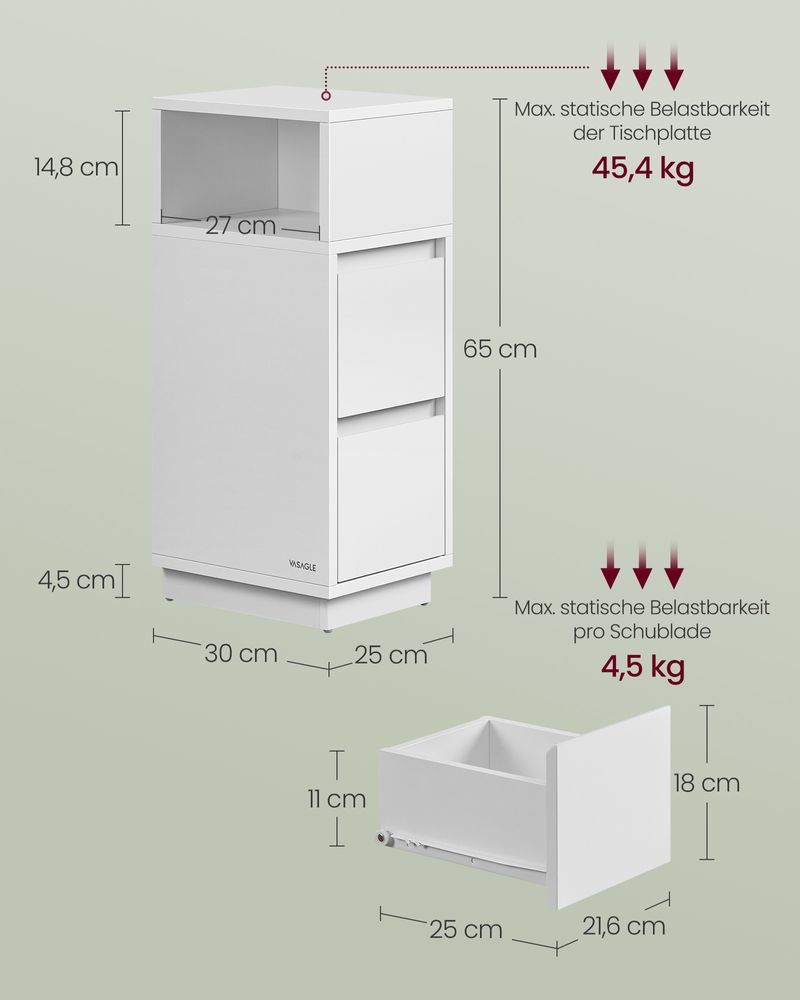 Smal Nachtkastje met Flexibel Open Vak - Bijzettafel - De Vries Meubels