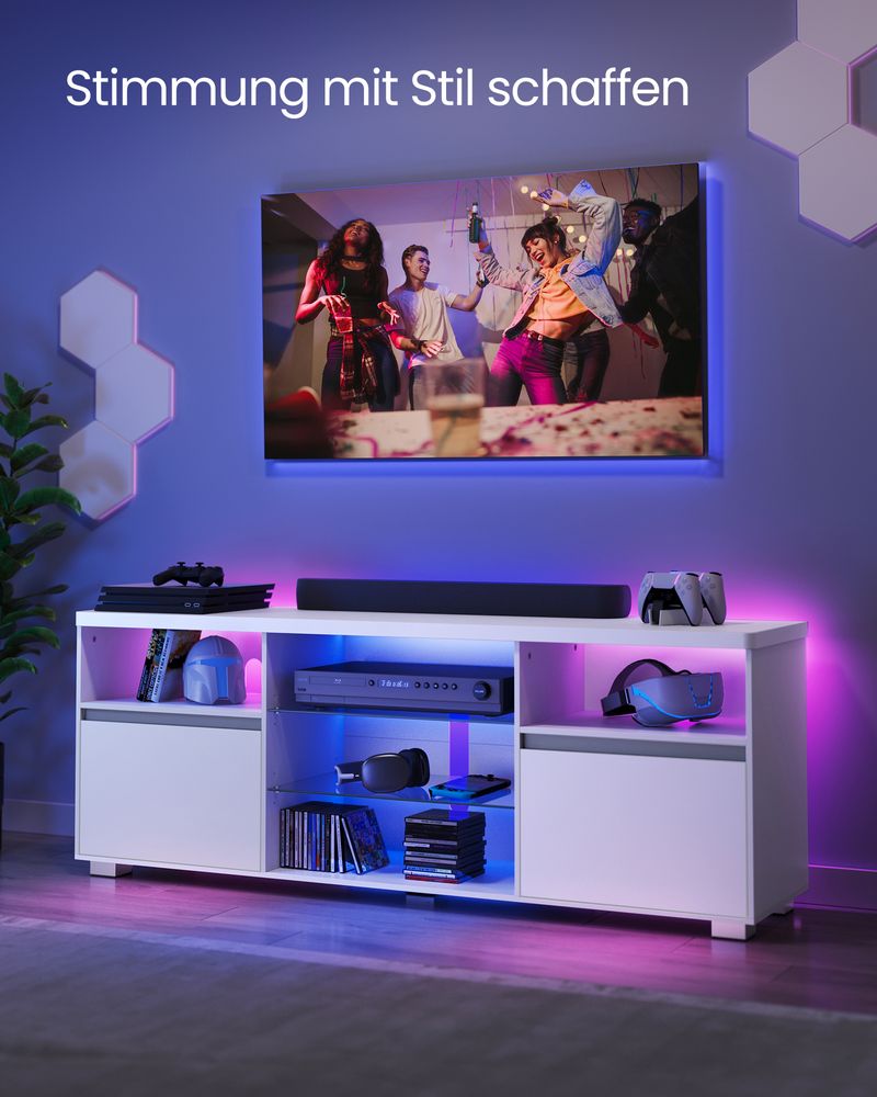 TV - meubel met LED - verlichting en verstelbare opbergruimte - De Vries Meubels