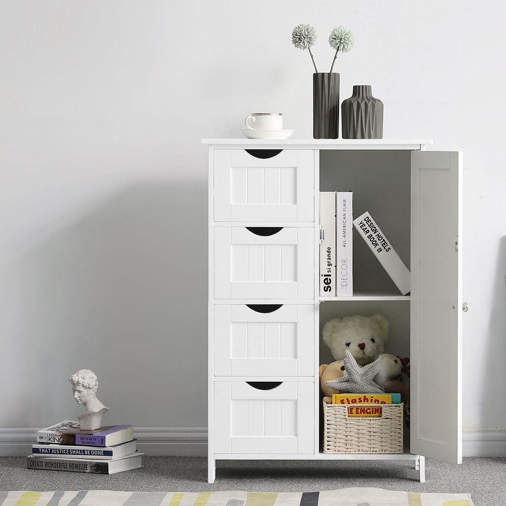 Badkamerkast - Ladekast - Opbergkast met Deur en Lades - 55 x 30 x 82 cm - De Vries Meubels