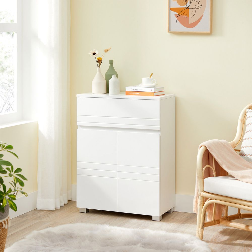Badkamerkast met Opbergruimte - Moderne Bijzetkast - 60x80x30 cm - Wit - De Vries Meubels