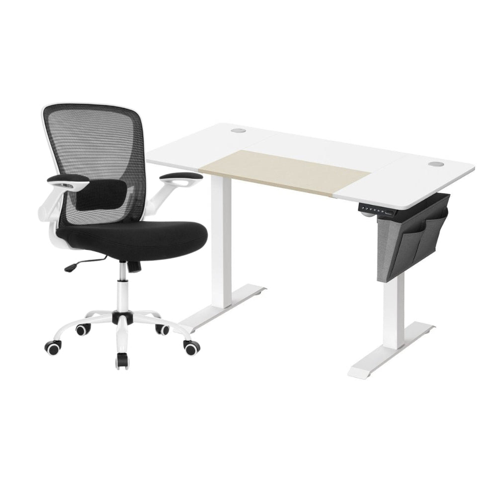 Complete Werkplek Budget - Elektrisch Zit - Sta Bureau + Ergonomische Bureaustoel - In Hoogte Verstelbaar Bureau - (Thuis)kantoor - De Vries Meubels