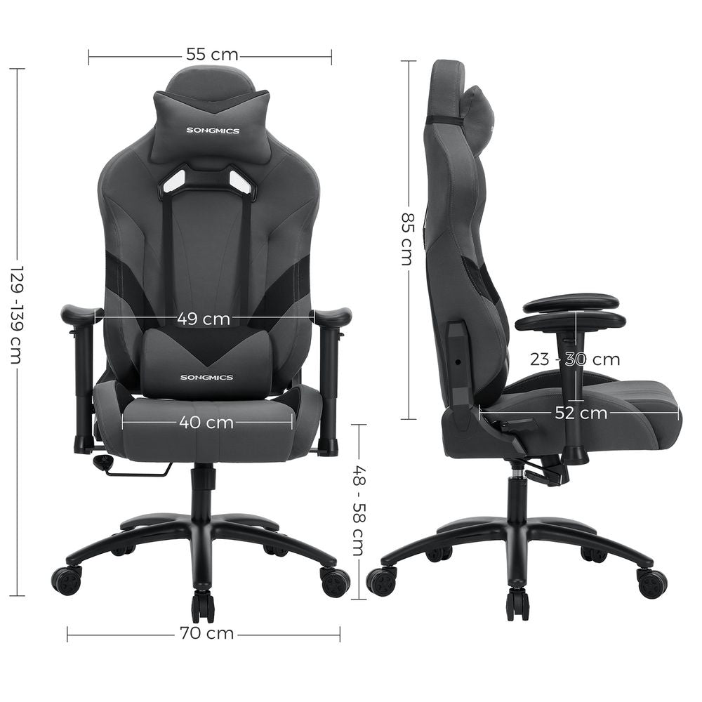 Ergonomische Gamingstoel - Verstelbaar Bureaustoel - Grijs - De Vries Meubels