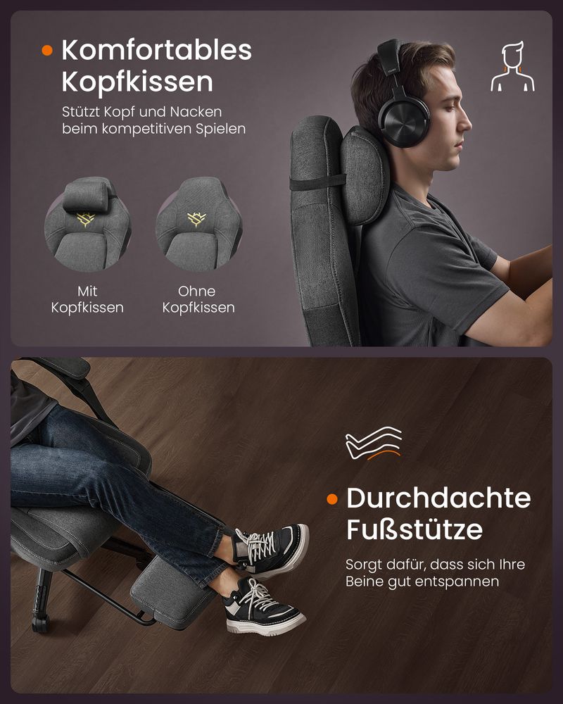 Gamingstoel - In Hoogte Verstelbaar - Ultiem Comfort - De Vries Meubels
