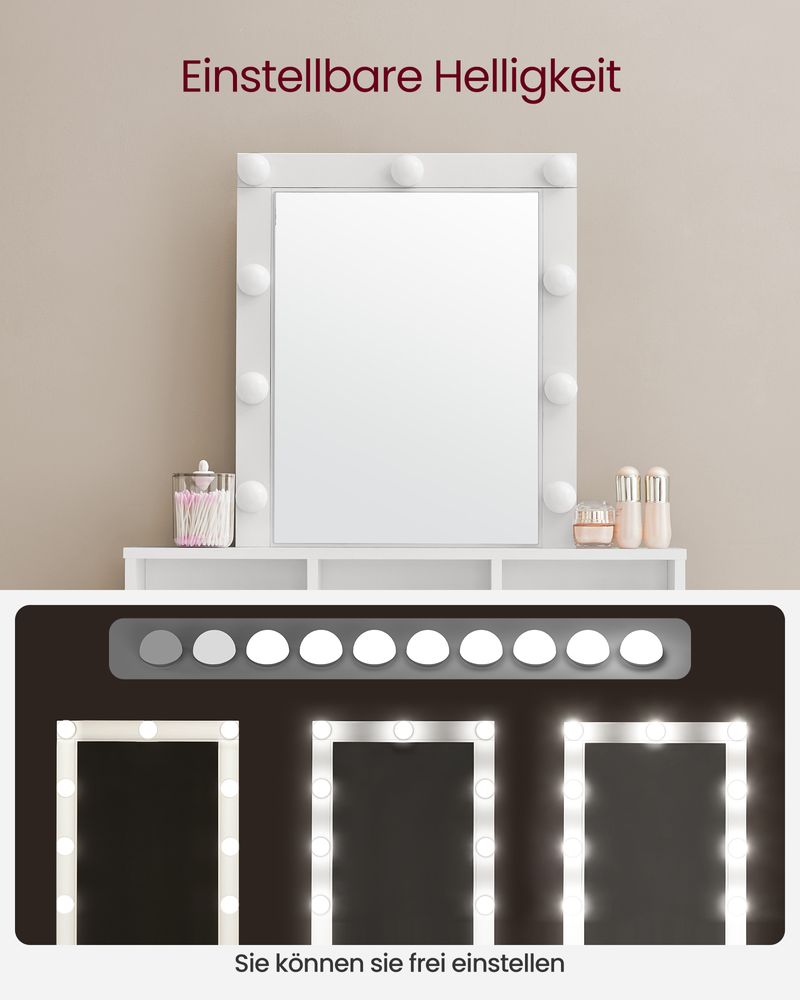 Kaptafel met Verlichting - Make - up tafel - Kaptafel met Lade en Spiegel - De Vries Meubels