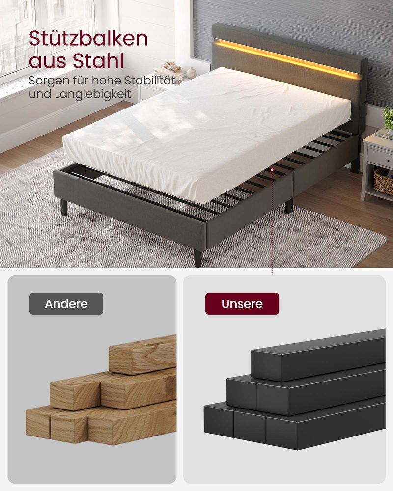 Modern bedframe met LED - verlichting - USB - oplaadmogelijkheden en opbergruimte - De Vries Meubels