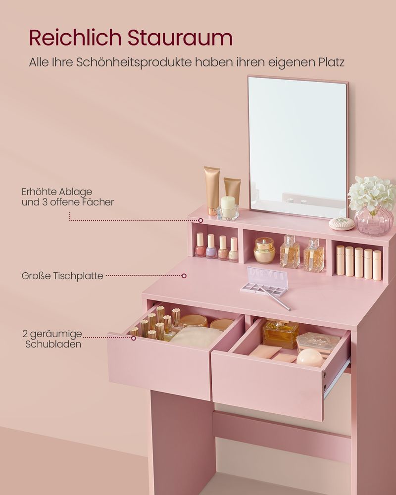 Moderne Kaptafel met Spiegel – Compact en Stijlvol - De Vries Meubels