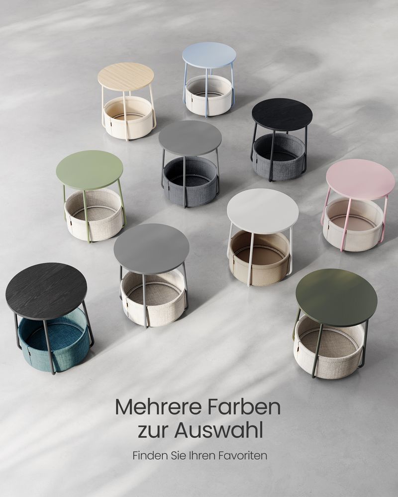 Moderne Ronde Bijzettafel met Opbergmand - De Vries Meubels