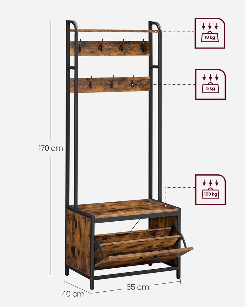Multifunctionele halgarderobe met schoenenkast - Kapstok - De Vries Meubels