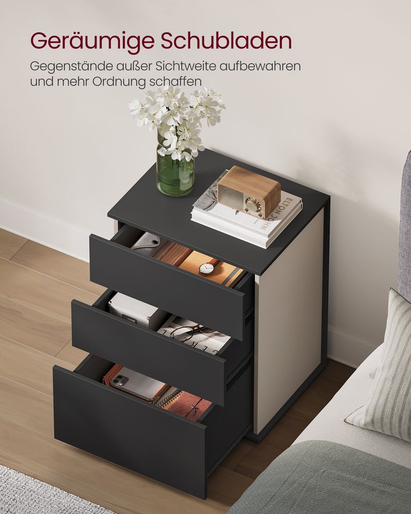 Nachtkastje met 3 Lades - Minimalistisch Design - De Vries Meubels