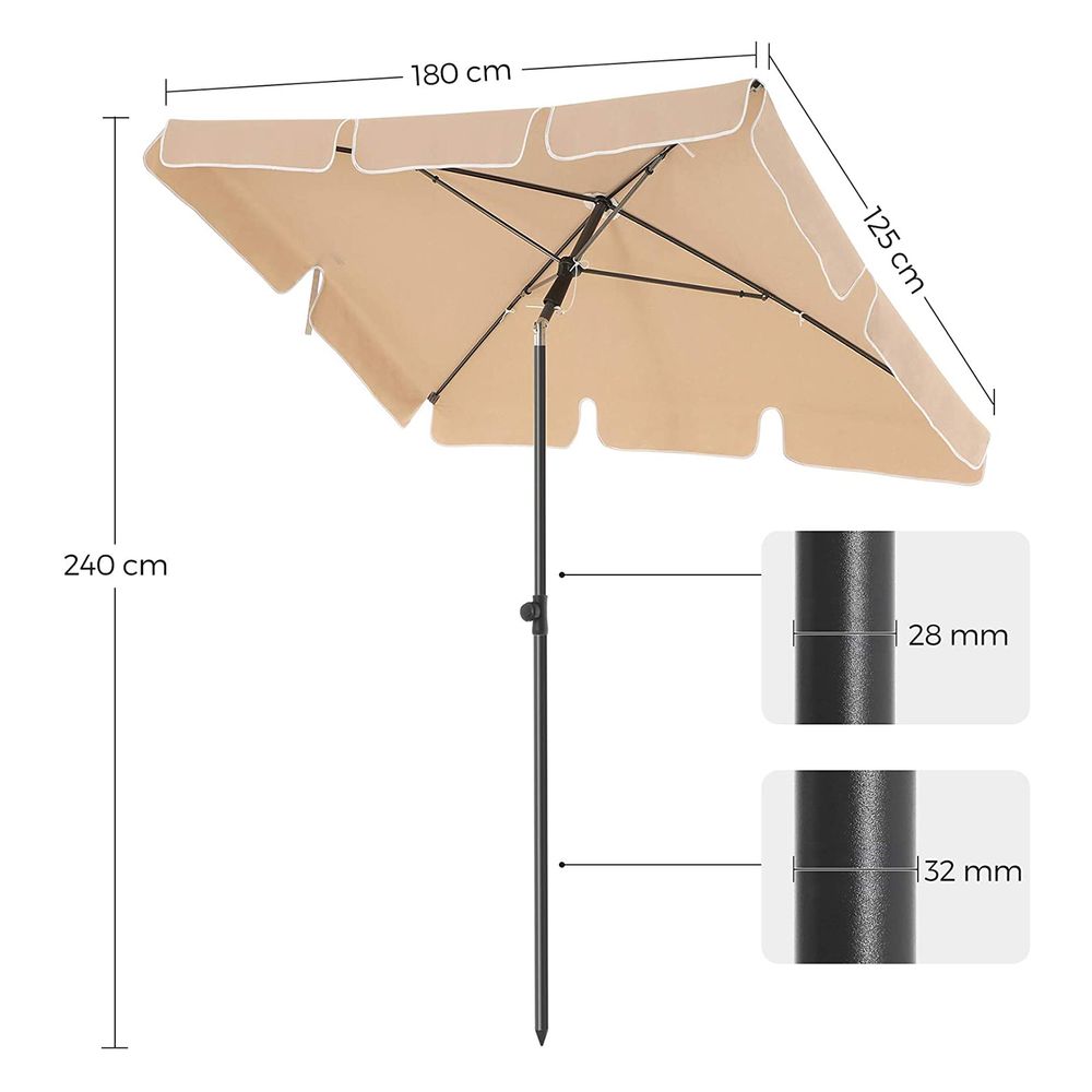 Rechthoekige Parasol - Kantelbaar - Hoogte Verstelbaar - UV - bescherming tot UPF 50+ - De Vries Meubels