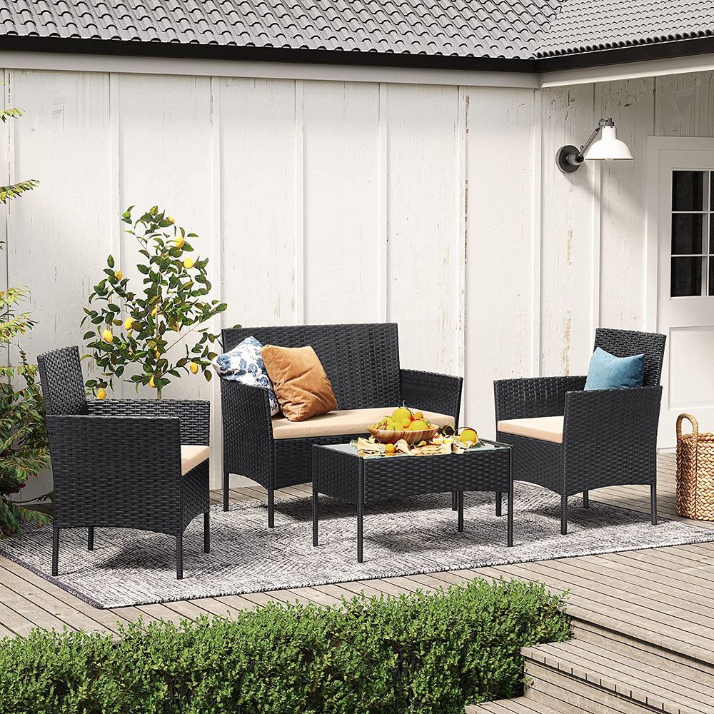 Tuinset met Rattanlook - Balkonset - Tuinstoelen met Tafeltje - De Vries Meubels