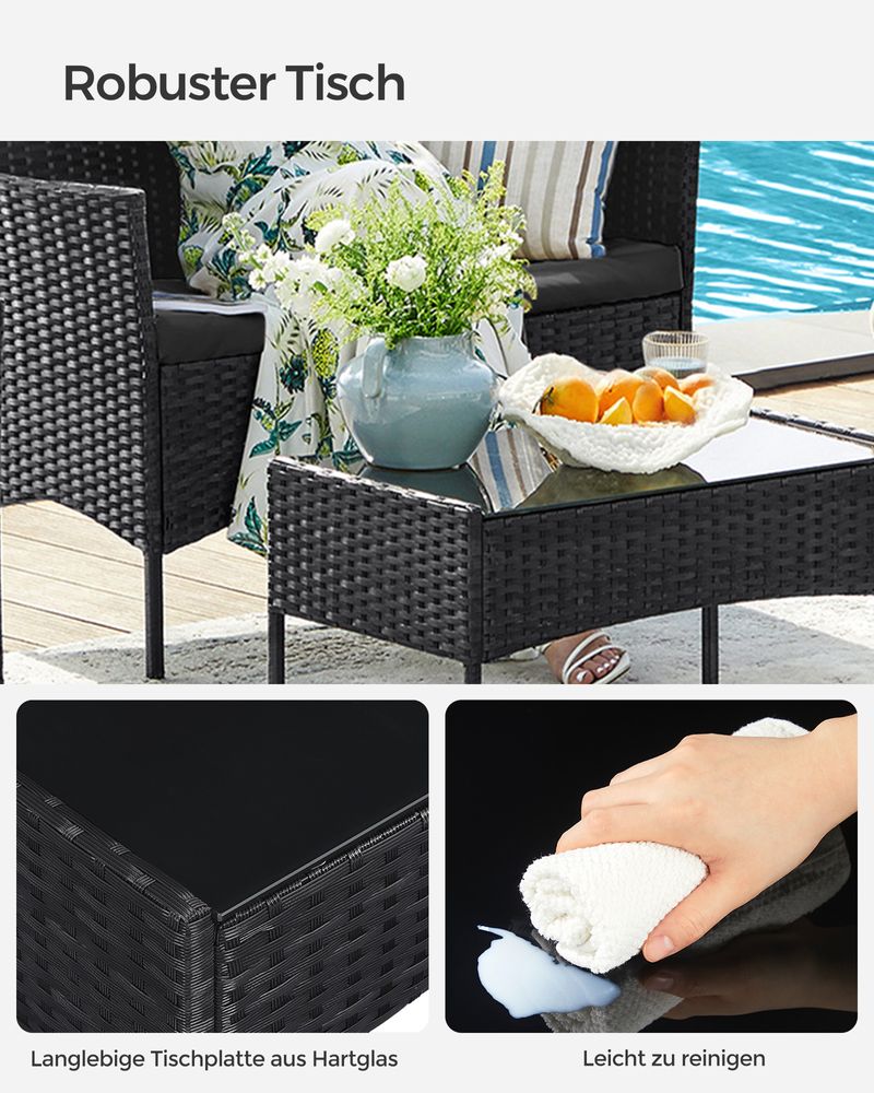 Tuinset met Rattanlook - Balkonset - Tuinstoelen met Tafeltje - De Vries Meubels