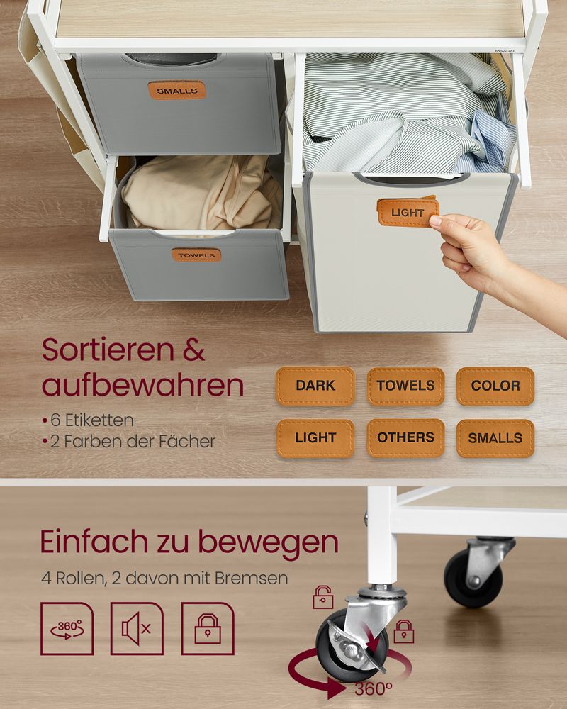 Wasmand Wagen - Waswagen - Wasmand op Wieltjes - De Vries Meubels
